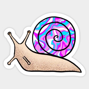 Psychedelic Snail Blue and Pink Shell Sticker